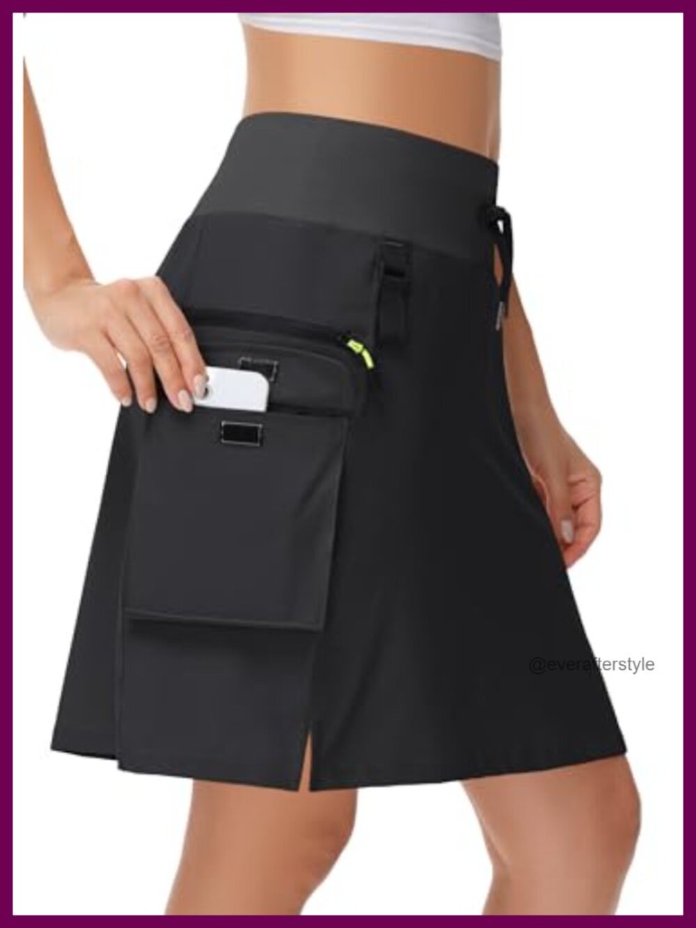 Hiking Cargo Skort with Zipper Pockets Knee Length Active Skirt